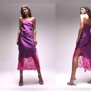 Topshop Lace Satin Slipdress